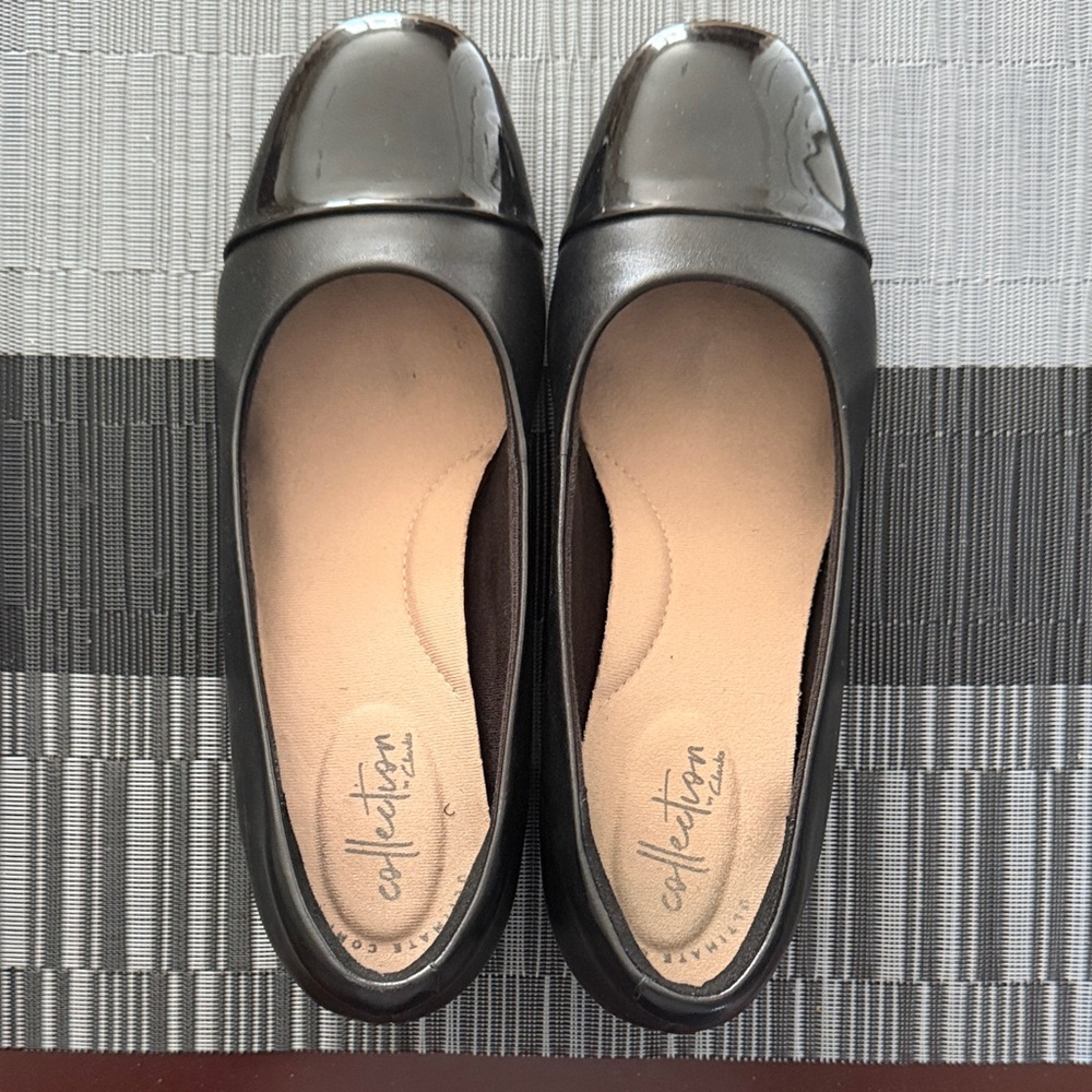 Clarks Black Glossy Women's Heels